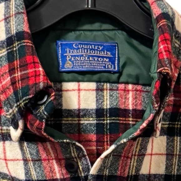 Pendleton 100% Virgin Wool Plaid Long Sleeve Shirt Womens Size Small Red White - Picture 6 of 10